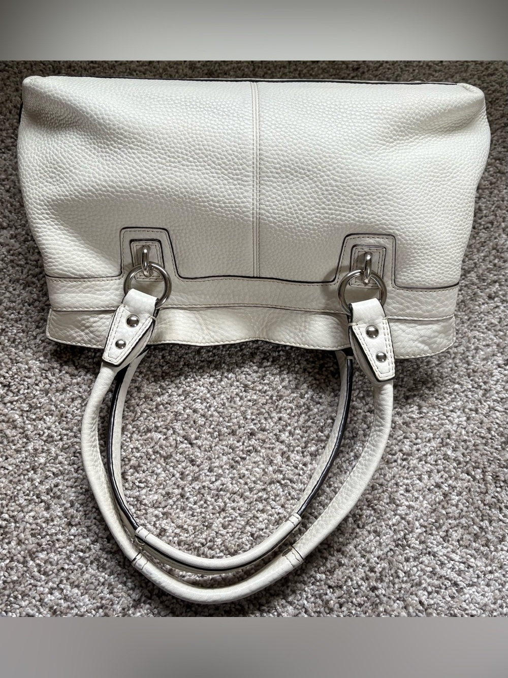 Coach Penelope White Ivory Pebble Leather Handbag purse - Picture 3 of 6